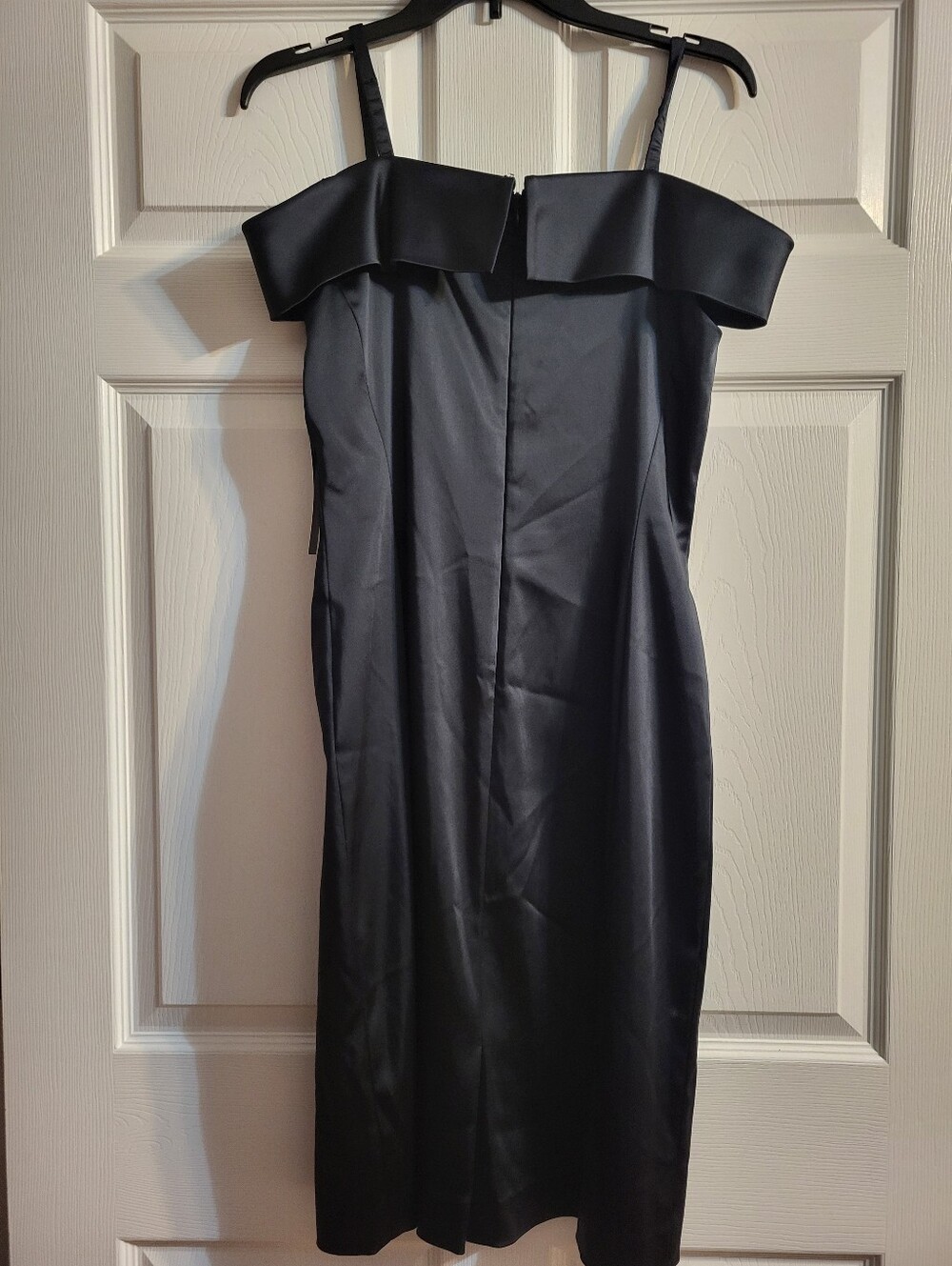 NWT Tahari Classic Midnight Navy Blue Off-Shoulder Midi Dress - Picture 9 of 13